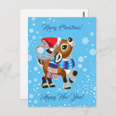 cartoon rendier of karibou. Vrolijk kerstfeest Briefkaart (Voorkant / Achterkant)