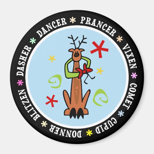 Cartoon rendiersterren en -wervelingen magneet (Voorkant)