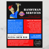 Cartoon Repairman, Handyman Adverteren Flyer (Voorkant)