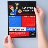 Cartoon Repairman, Handyman Adverteren Flyer (Hand)