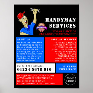 Cartoon Repairman, Handyman Adverteren Poster