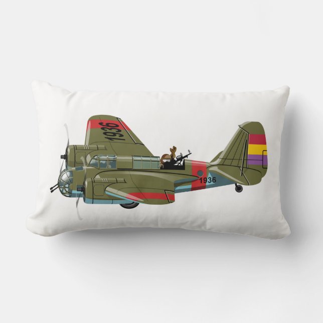 Cartoon retro bomber kussen (Voorkant)