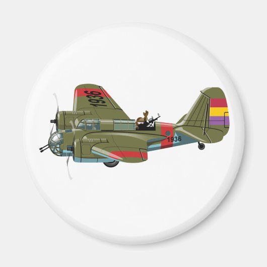 Cartoon retro bomber magneet (Voorkant)