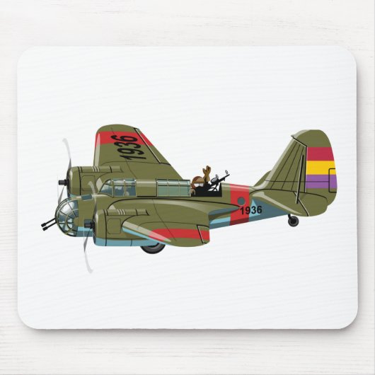 Cartoon retro bomber muismat (Voorkant)