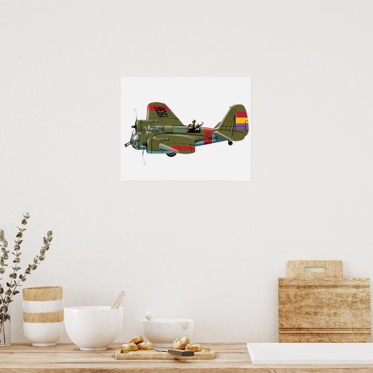 Cartoon retro bomber poster (Keuken)