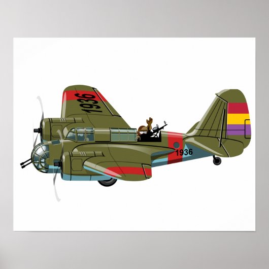 Cartoon retro bomber poster (Voorkant)