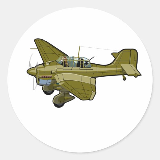 Cartoon retro bomber ronde sticker (Voorkant)