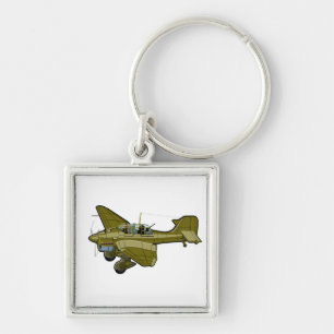 Cartoon retro bomber sleutelhanger