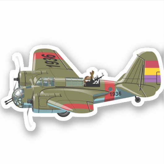 Cartoon retro bomber sticker (Voorkant)