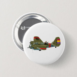 Cartoon retro bommenwerper ronde button 5,7 cm