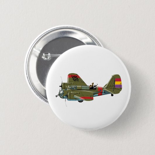 Cartoon retro bommenwerper ronde button 5,7 cm (Voorkant /achterkant)