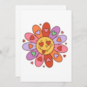 cartoon retro groovy hippie liefhebber daisy flowe feestdagenkaart (Voorkant / Achterkant)
