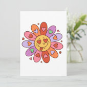 cartoon retro groovy hippie liefhebber daisy flowe feestdagenkaart (Staand voorkant)