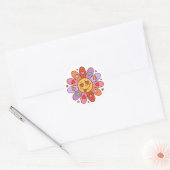 cartoon retro groovy hippie liefhebber daisy flowe ronde sticker (Envelop)