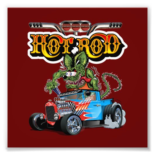 Cartoon retro hete stang foto afdruk (Voorkant)