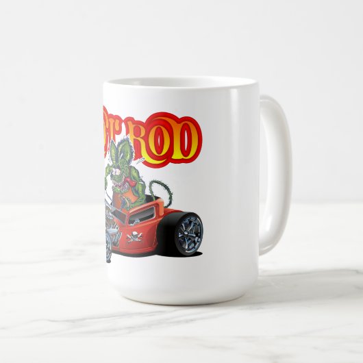 Cartoon retro hete stang koffiemok (Voorkant rechts)