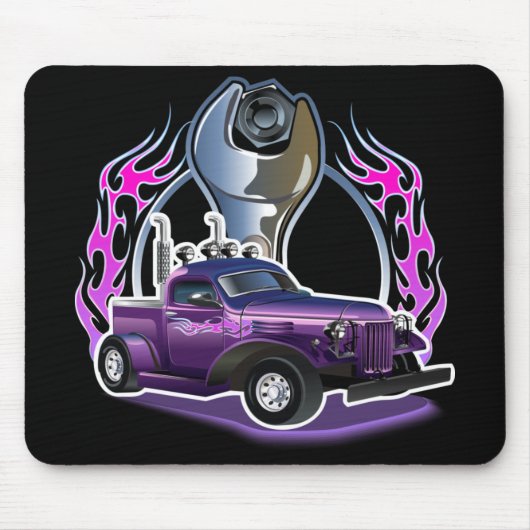 Cartoon retro hete stang muismat (Voorkant)