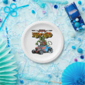 Cartoon retro hete stang papieren bordje (Feest)