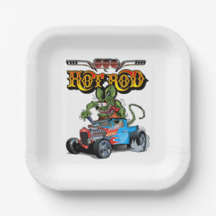 Cartoon retro hete stang papieren bordje