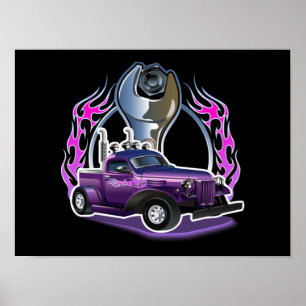 Cartoon retro hete stang poster