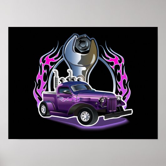 Cartoon retro hete stang poster (Voorkant)