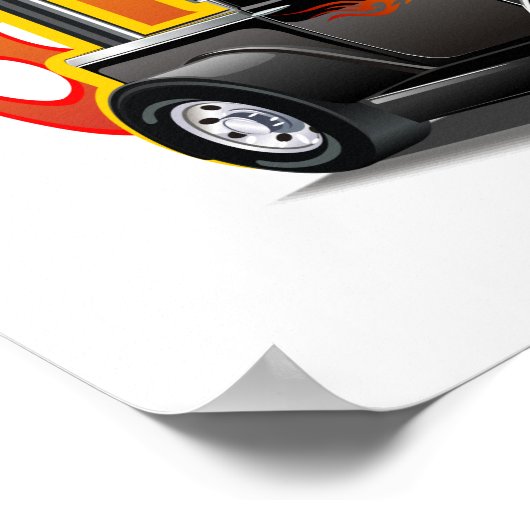 Cartoon retro hete stang poster (Hoek)