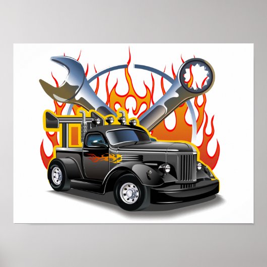 Cartoon retro hete stang poster (Voorkant)