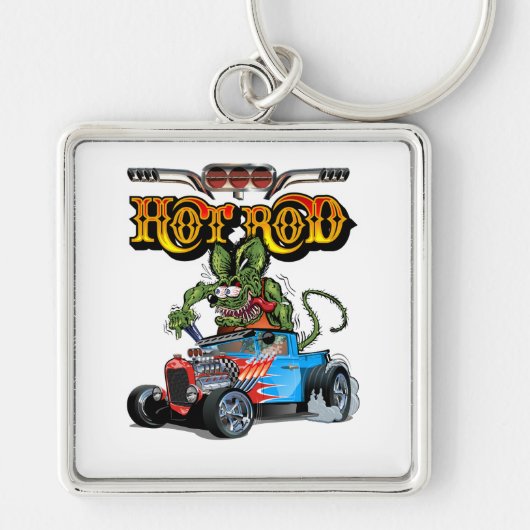 Cartoon retro hete stang sleutelhanger (Voorkant)
