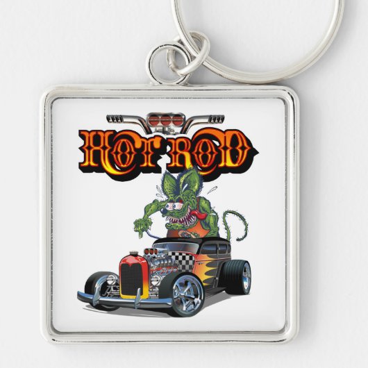 Cartoon retro hete stang sleutelhanger (Voorkant)