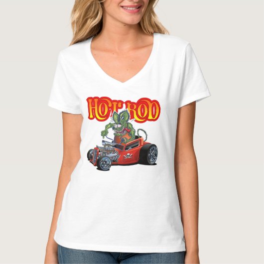 Cartoon retro hete stang t-shirt (Voorkant)