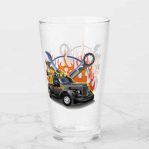 Cartoon-retro-hete wand glas