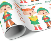 Cartoon Retro KerstCarolers Cadeaupapier (Rol Hoek)