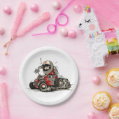 Cartoon retro rattenstaaf papieren bordje (Feest)