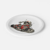 Cartoon retro rattenstaaf papieren bordje (Gekanteld)