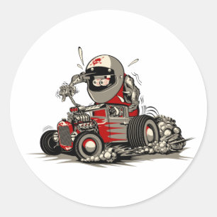 Cartoon retro rattenstaaf ronde sticker