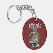 Cartoon retro rattenstaaf sleutelhanger (Voorkant Links)