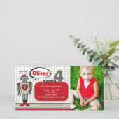 Cartoon Retro Robot Cute Kinder Boy Birthday Party (Staand voorkant)