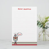 Cartoon Retro Robot Cute Kinder Boy Birthday Party Briefpapier (Staand voorkant)