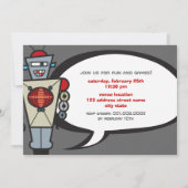 Cartoon Retro Robot Cute Kinder Boy Birthday Party Kaart (Achterkant)