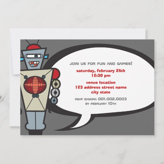 Cartoon Retro Robot Cute Kinder Boy Birthday Party Kaart (Achterkant)