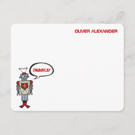 Cartoon Retro Robot Kinder Boy Birthday Dank je Bedankkaart