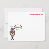 Cartoon Retro Robot Kinder Boy Birthday Dank je Bedankkaart (Voorkant)