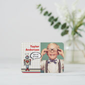 Cartoon Retro Robot Leuk Kinder Foto Playdate Kaar Visitekaartje (Staand voorkant)