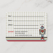 Cartoon Retro Robot Leuk Kinder Foto Playdate Kaar Visitekaartje (Achterkant)