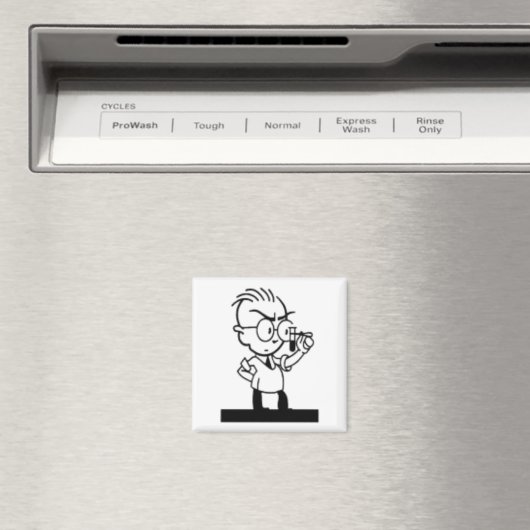 cartoon retro science chemist strips magneet (Insitu (Vaatwasser))