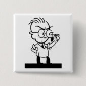 cartoon retro science chemist strips vierkante button 5,1 cm (Voorkant)