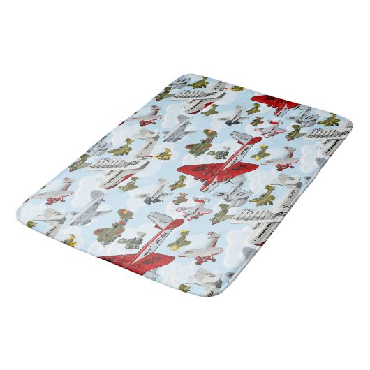 Cartoon retro vliegtuigen badmat (Gekanteld)