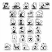  cartoon retro zwarte en witte strips sticker (Voorkant)