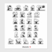  cartoon retro zwarte en witte strips sticker (Vel)