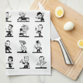  cartoon retro zwarte en witte strips theedoek (Quarter Fold)